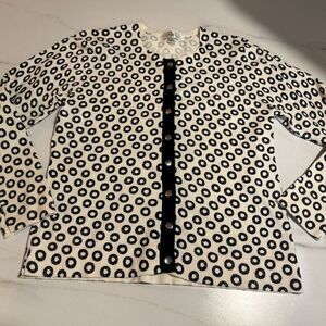 Studio Works Women's Circle Design Knit Cardigan - Size S Black / White